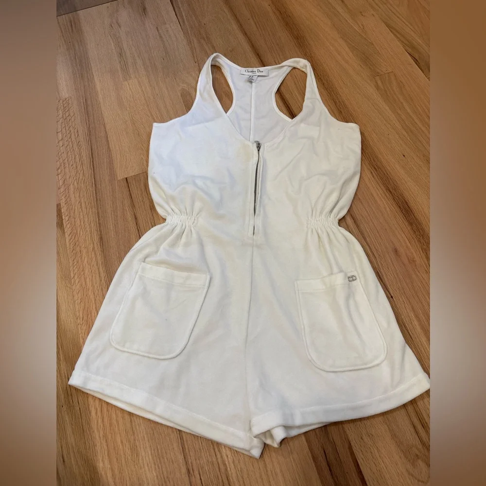Christian Dior white terry cloth romper size US 6